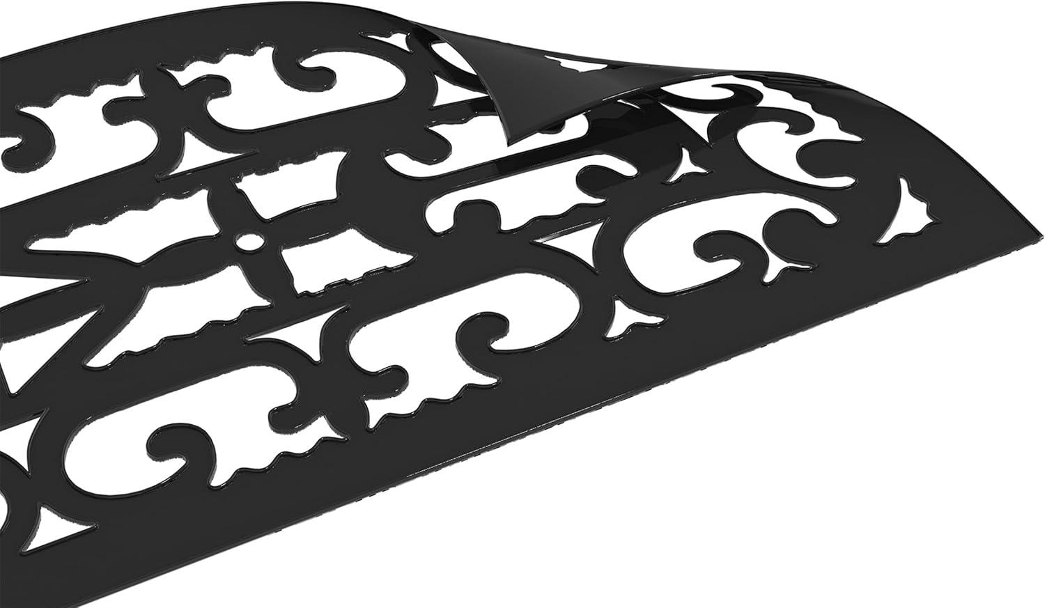 Set of 2 Non-Slip Stair Treads for Wooden Steps - Heavy Duty Decorative Runner with Traction Control Grip - Outdoor Rubber Mats by Pure Garden (Black)