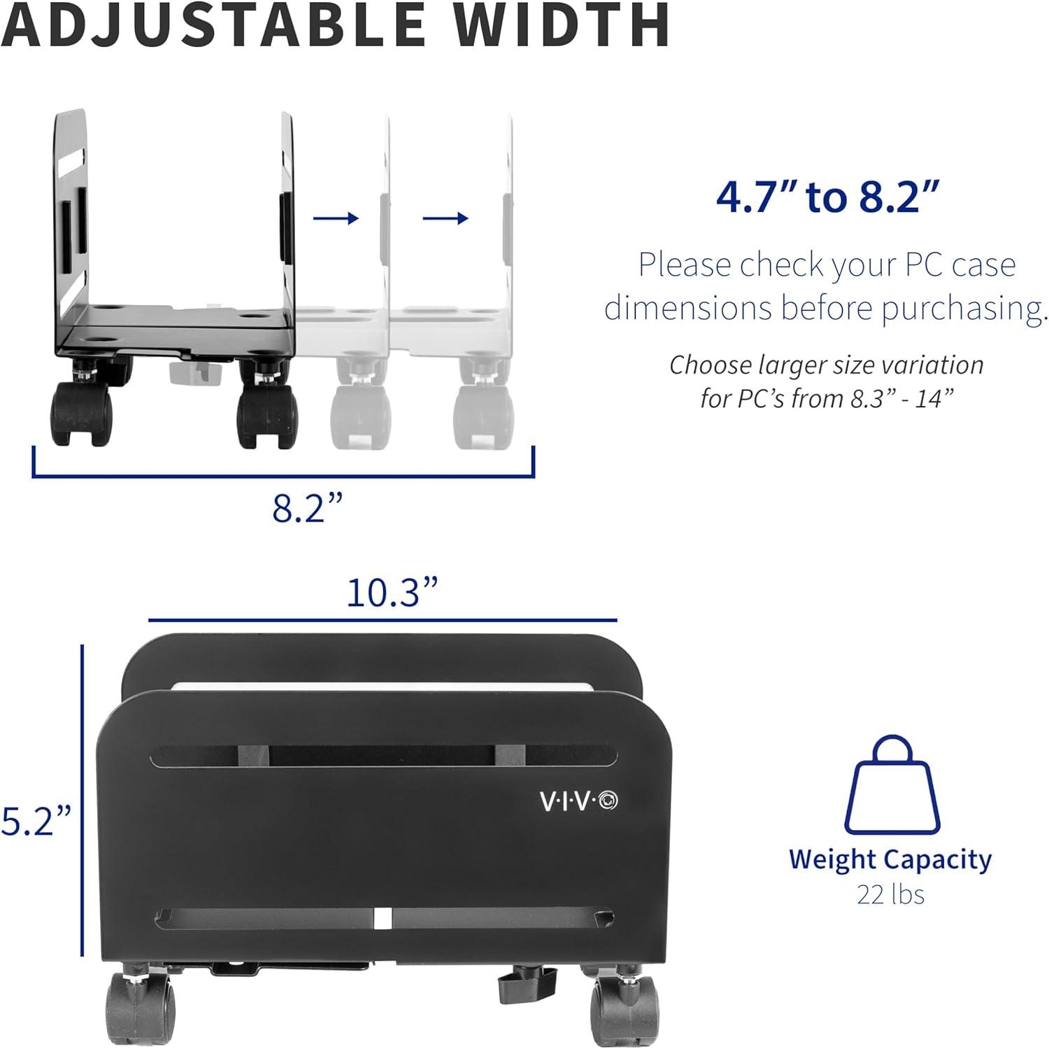 Matte Black Adjustable Steel Desktop System Cart