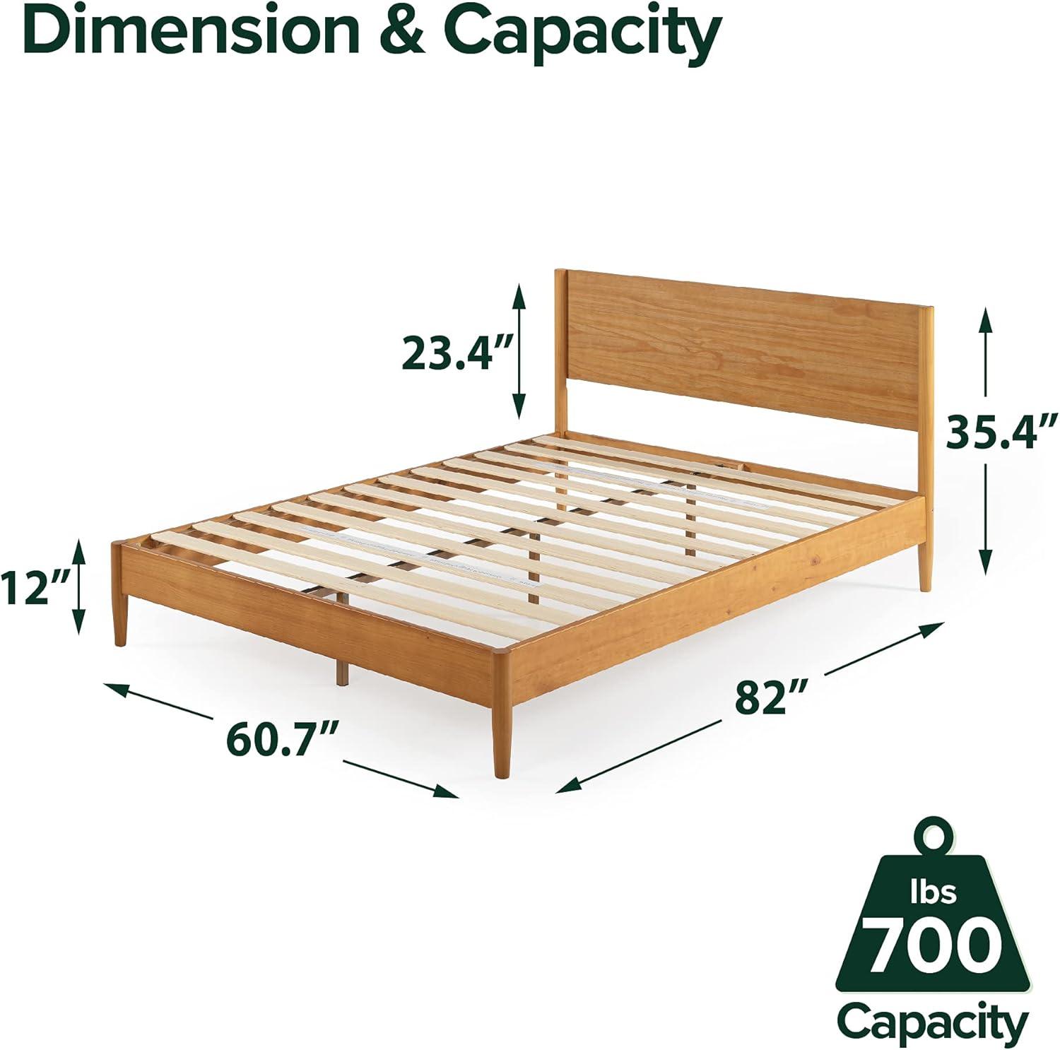 Zinus Allen 35" Mid Century Wood Platform Bed Frame, Queen