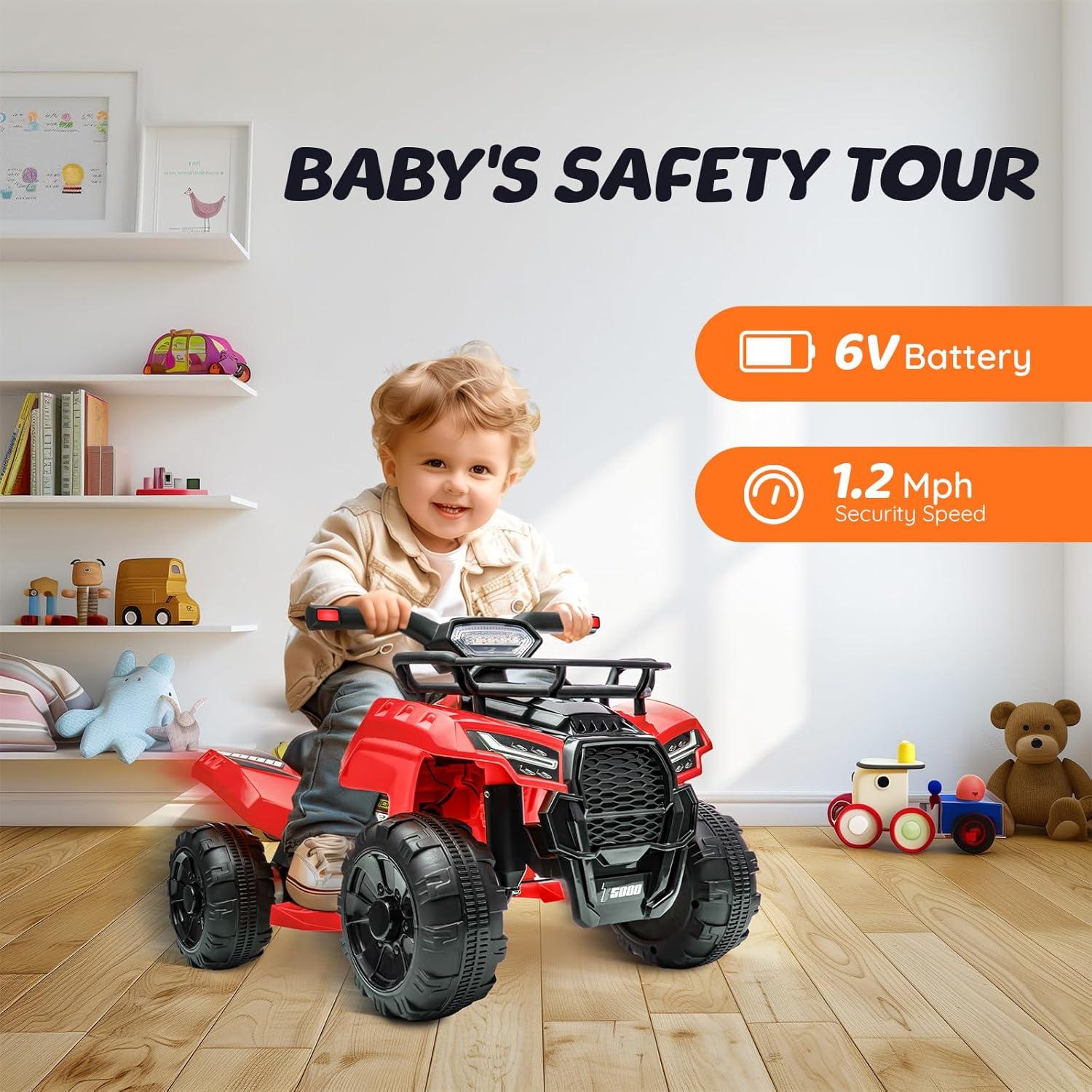 Aosom 6 Volt 1 Seater All-Terrain Vehicles Push/Pull Ride On