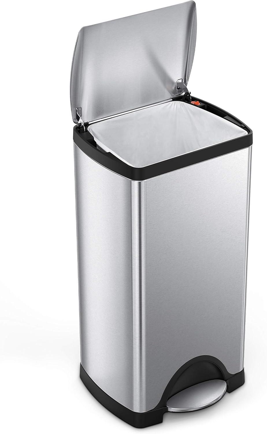 simplehuman 30L Rectangular Kitchen Step Trash Can Stainless Steel with Soft-Close Lid