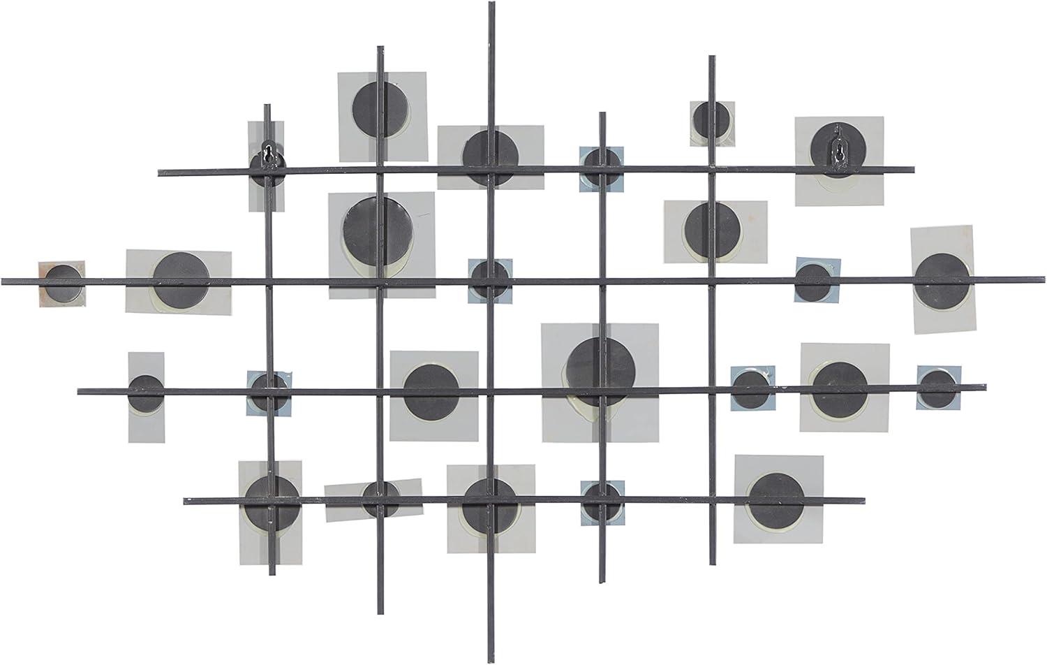 Elegant Geometric Black Iron Mirror Wall Art, 28" x 44"