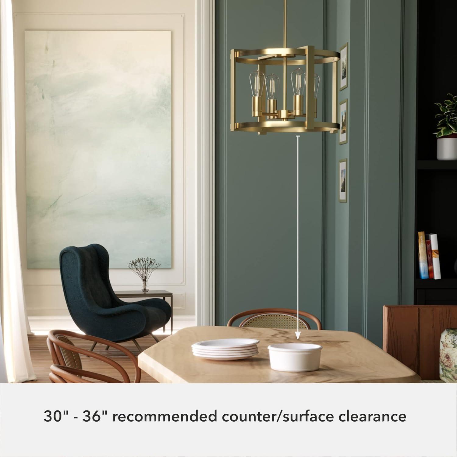 Hunter - Astwood 4-light Alturas Gold, Medium Size Chandelier, Dimmable, Caged Style, Drum Shaped, for Bedrooms, Kitchens, Dining, Living Rooms - 19958