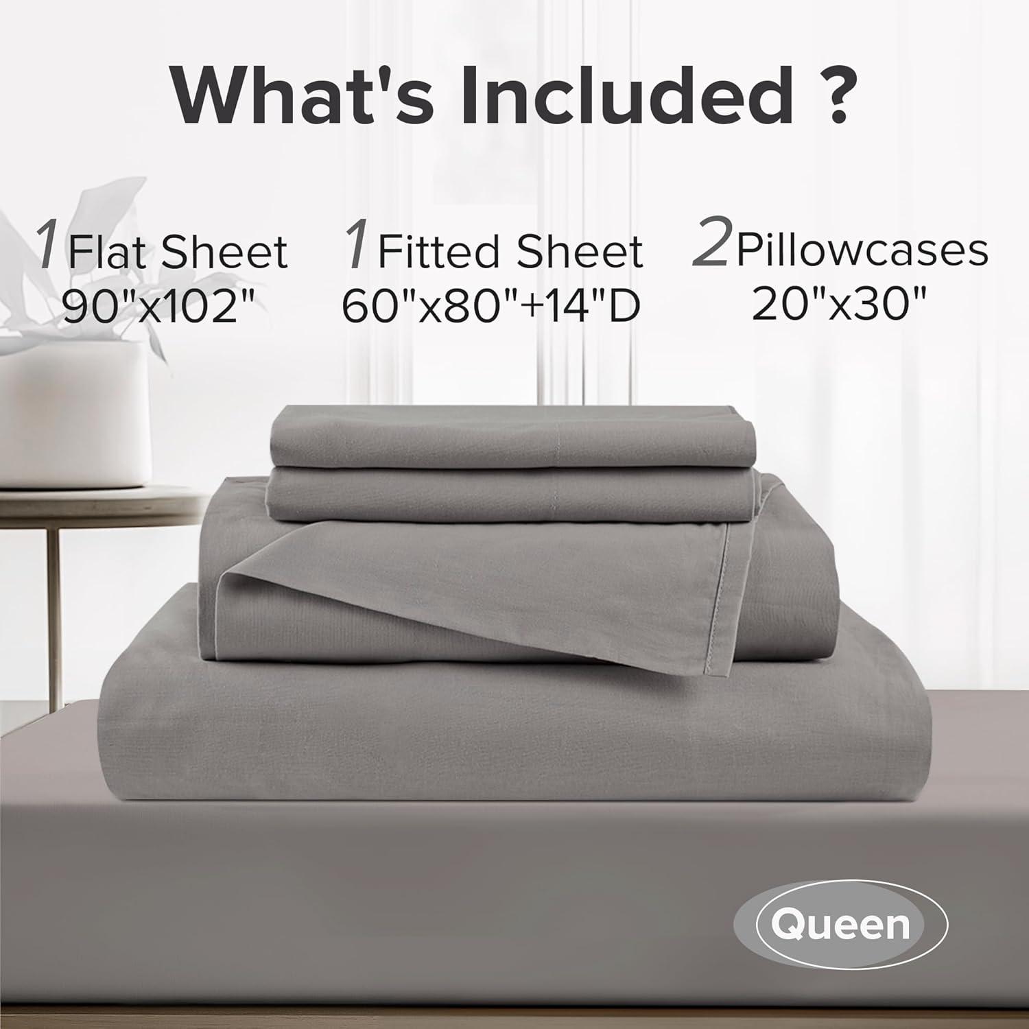 Regency Heights Cotton 144TC Queen 100% Cotton Solid Sheet Set in Dark Gray