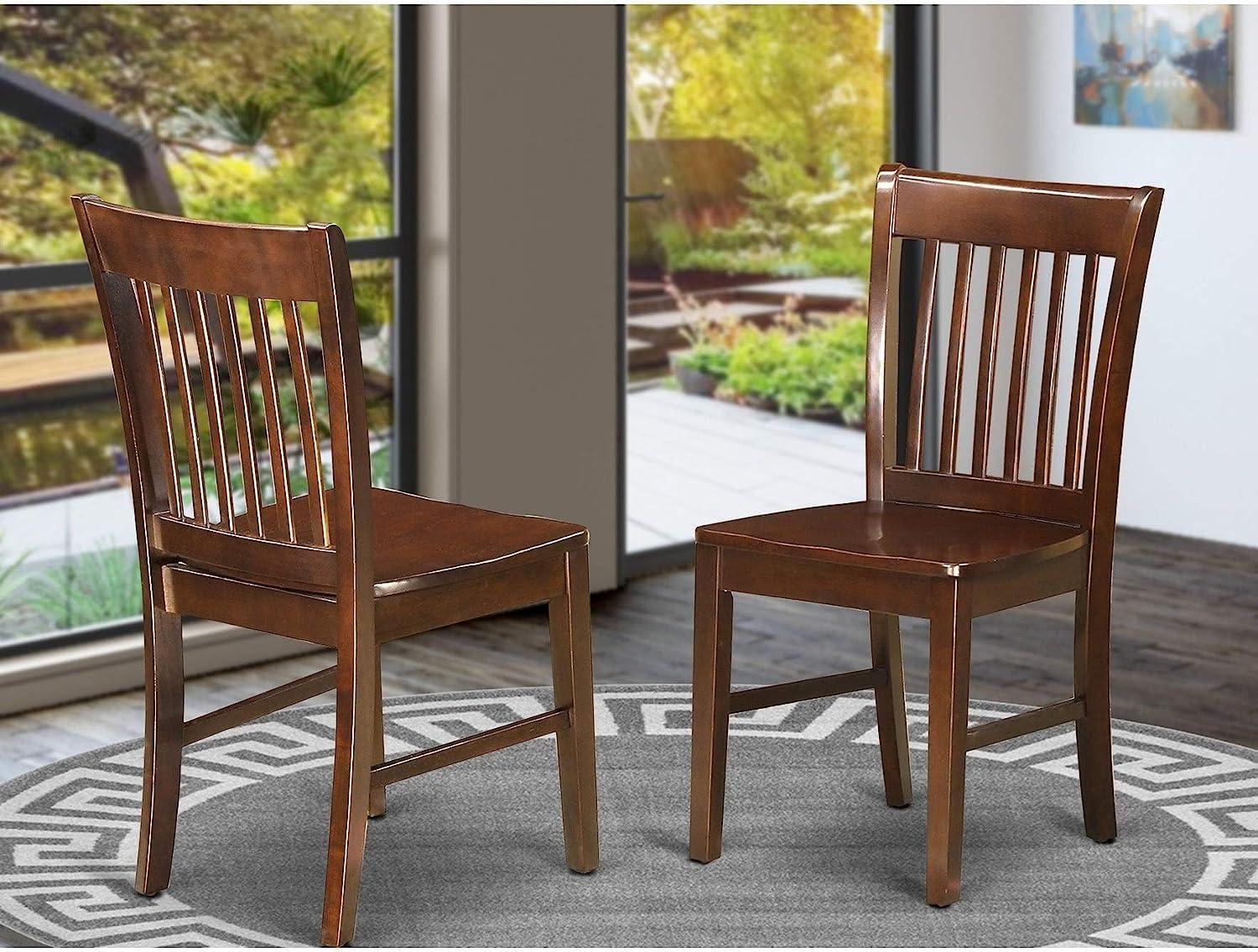 East West Furniture Norfol 11" Wood Dining Chairs in Mahogany (Set of 2)