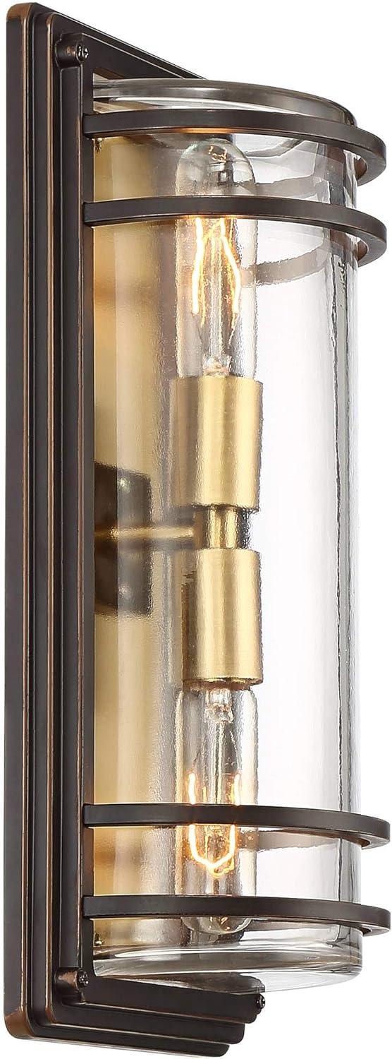 John Timberland Habitat Modern Outdoor Wall Light Fixture Bronze Warm Brass 16" Clear Glass for Post Exterior Barn Deck House Porch Yard Patio Home