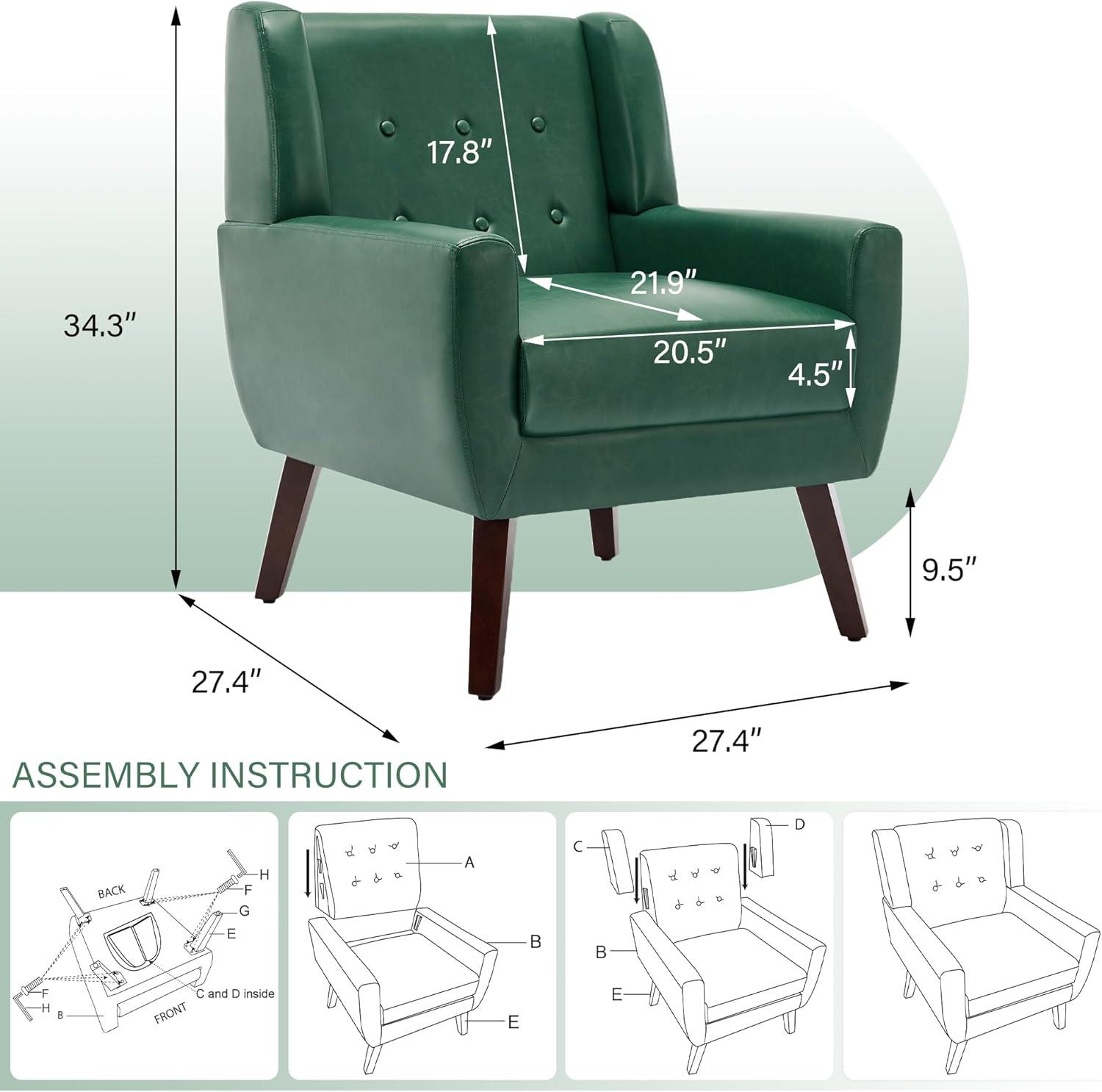UIXE Beige Accent Chair Set of 2, Linen Fabric Armchair for Living Room, Modern Arm Chairs