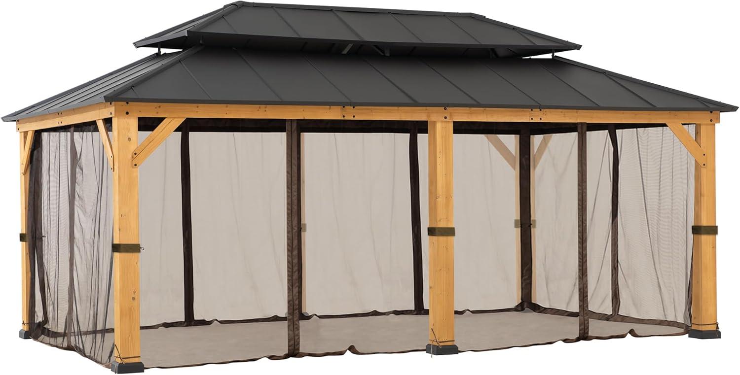 Sunjoy Sunjoy Replacement Gazebo Mosquito Netting Outdoor Panles,Waterproof 6- Panel Screen Walls for Gazebo, Patio & Backyard Protection
