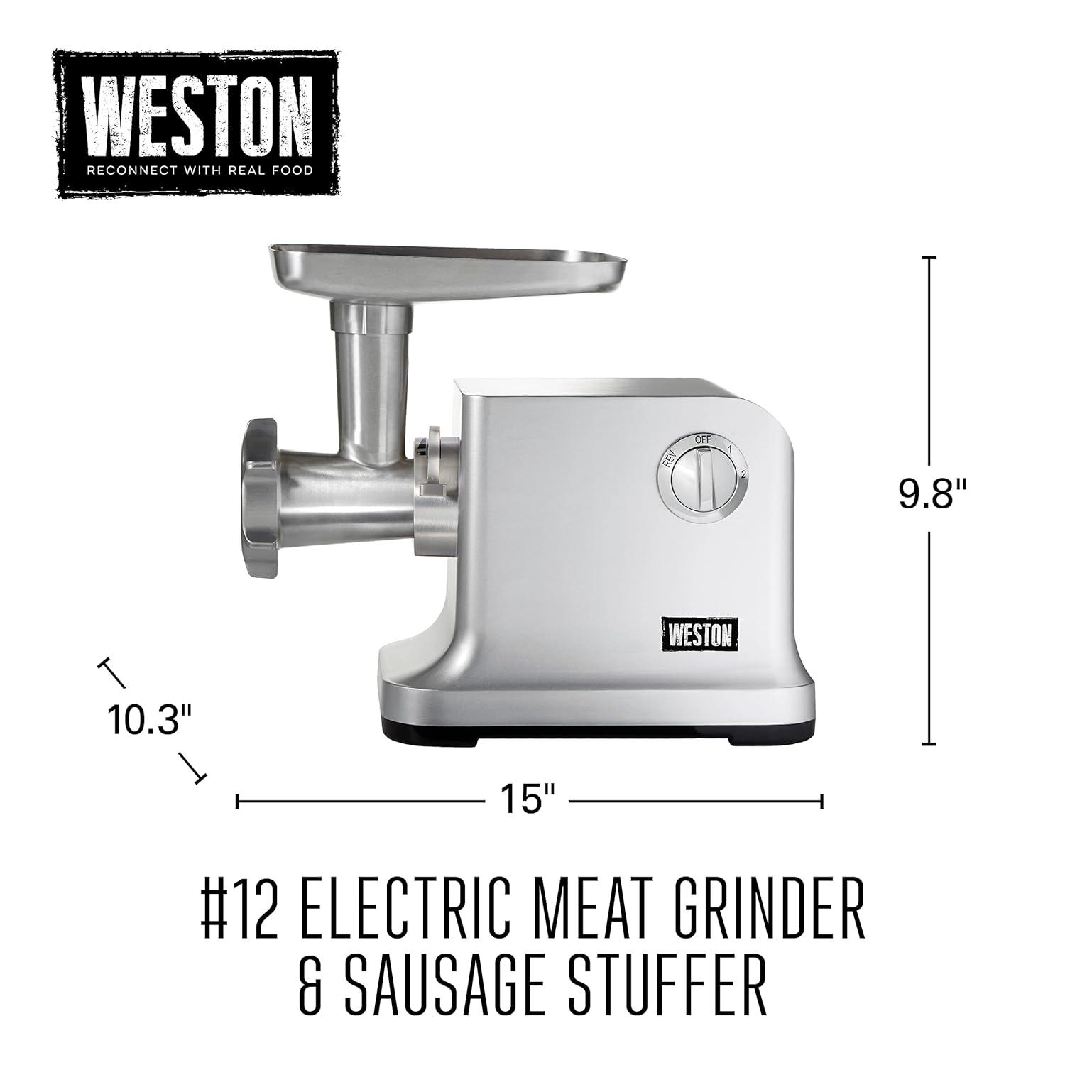 Weston Weston #12 Electric Meat Grinder & Sausage Stuffer with Powerful 750 Watt, 1 hp Motor