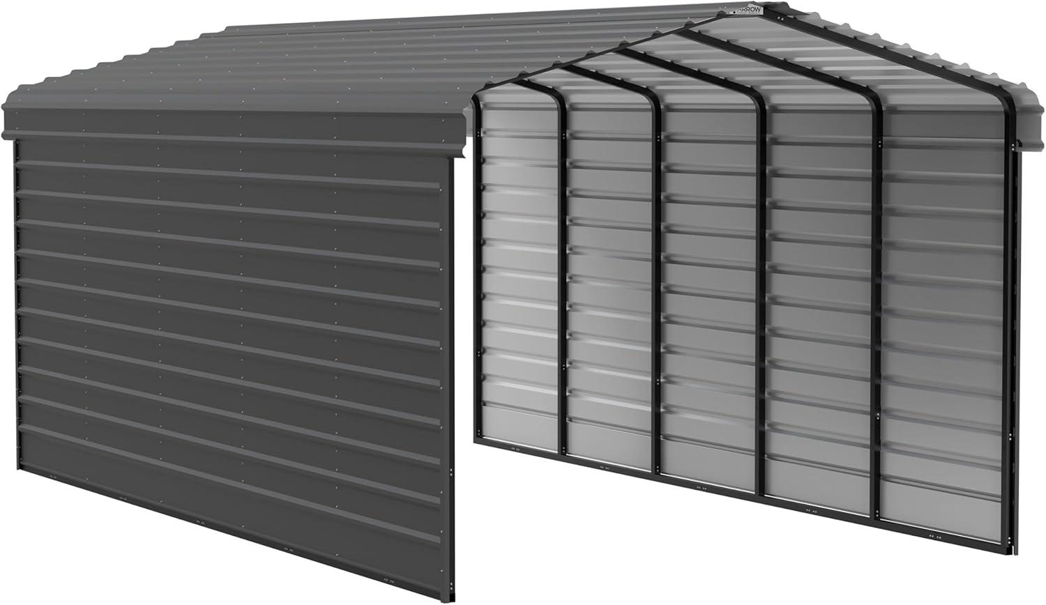 Arrow Arrow Steel Carport with 2 Side Wall Kits, 12x24x09