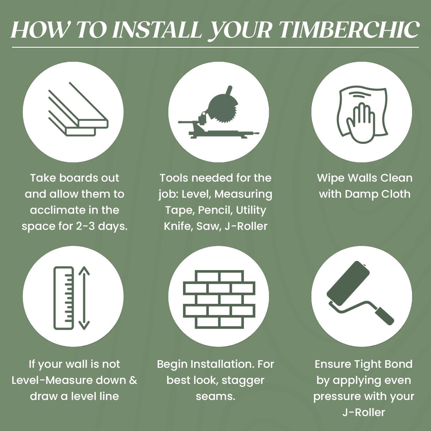 TIMBERCHiC 100% Wood Wall Planks - Made in USA - Peel-and-Stick Wall Panels for Interior Decor - Premium Smooth Finish - DIY Adhesive Wall Panels, Slate (4" x 20 Sq Ft)