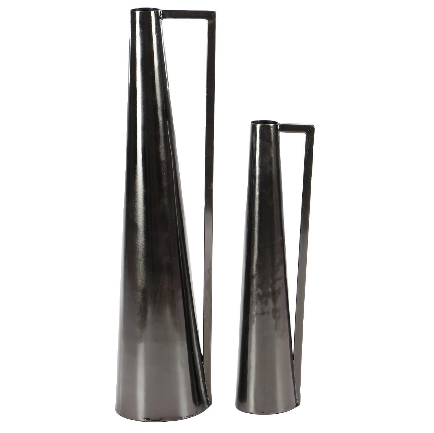Olivia & May Set of 2 Modern Tapered Iron Pitcher Vases Gold: Luxury Glam Decor, Amphora Style, Tabletop Display