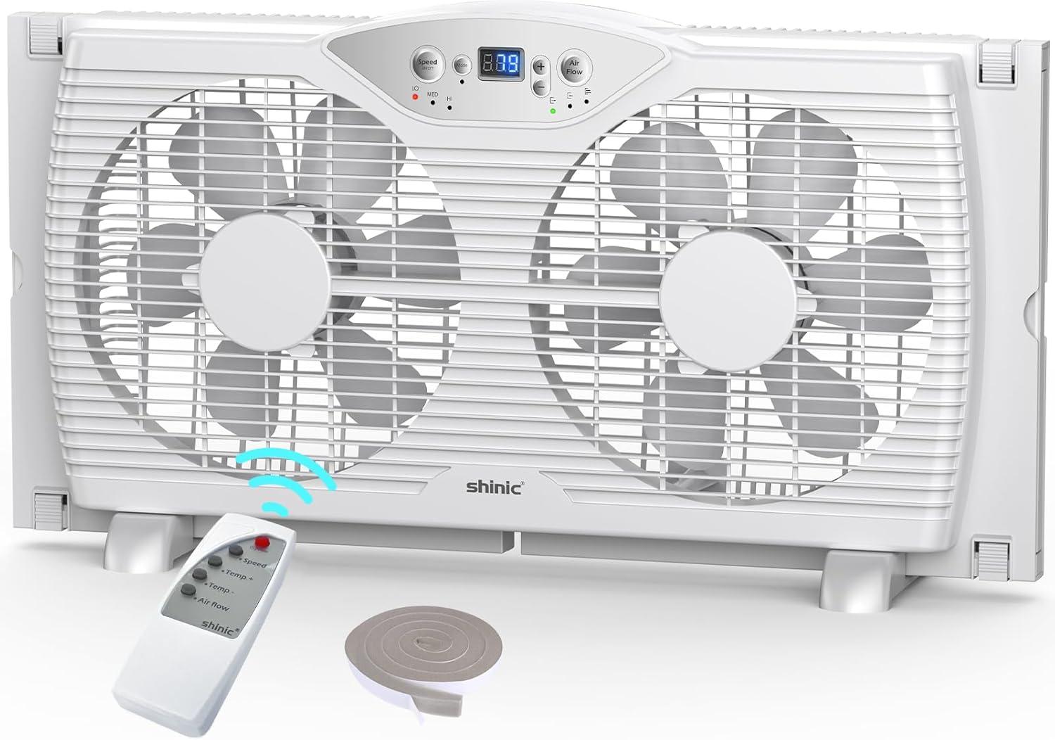 Shinic Glossy White Remote Controlled Reversible Window Fan