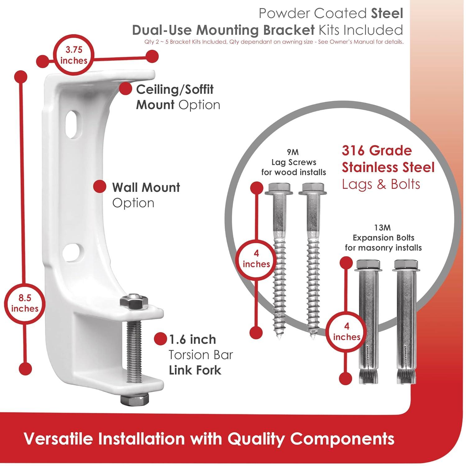 Advaning 10.5'' Fabric, Metal Cover Retractable Patio Awning