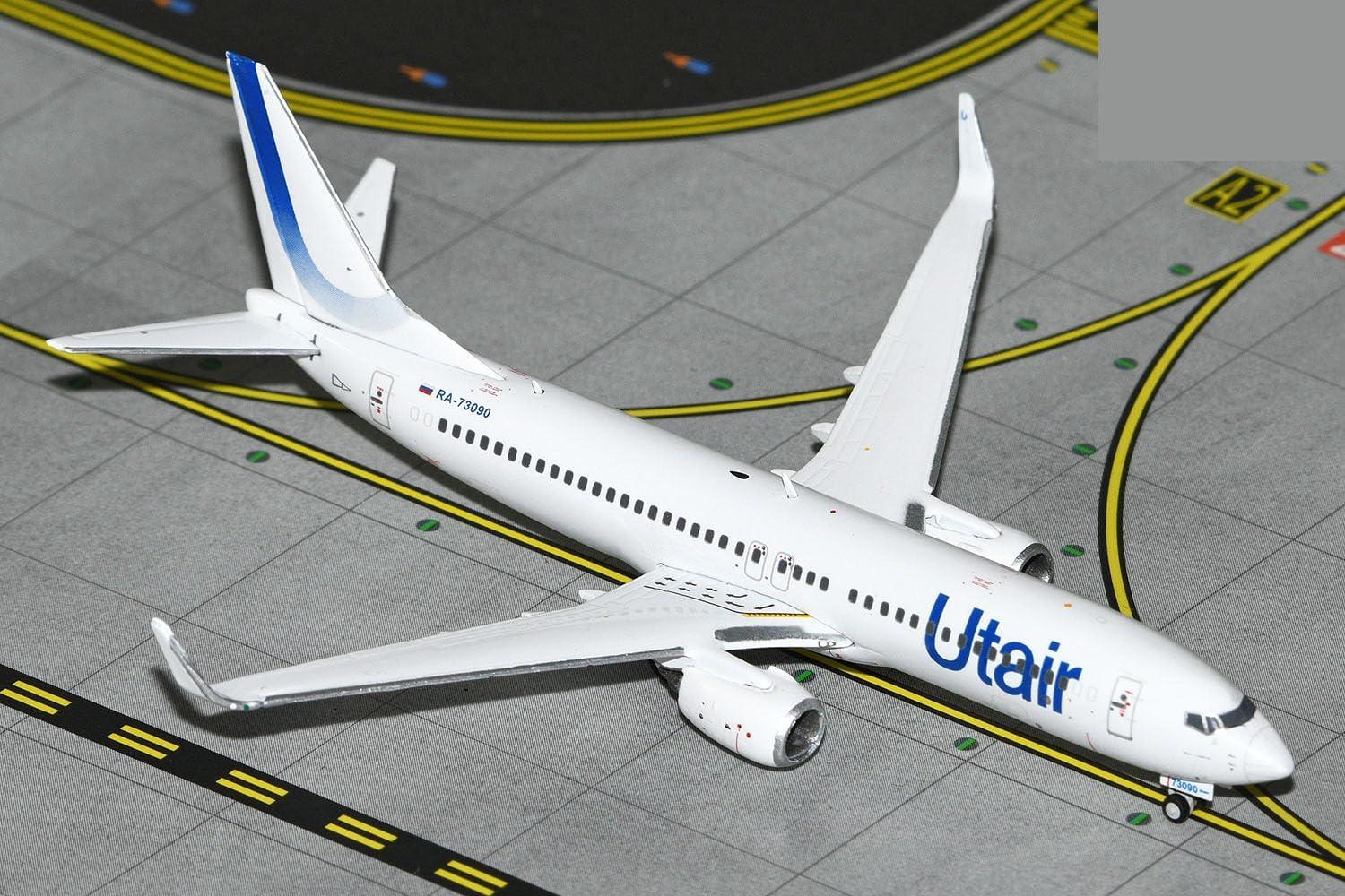 Boeing 737-800 Commercial Aircraft "Utair" White with Blue Tail Stripes 1/400 Diecast Model Airplane by GeminiJets