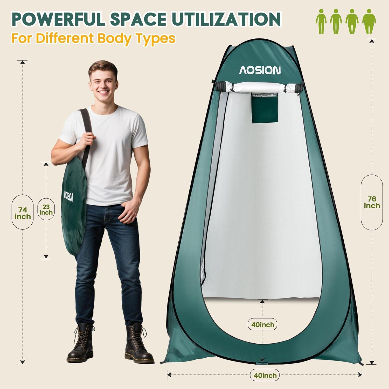 Pop Up Shower Camping Tent, Outdoor Privacy Camp Toilet Tent, Portable Dressing Room with Carrying Bag, Bath Bag for Camping, Hiking