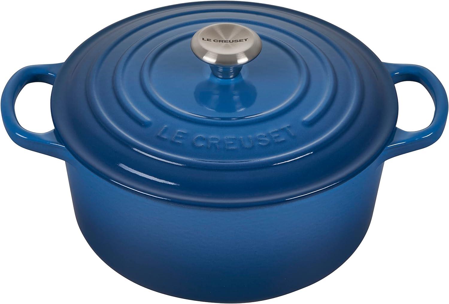 Marseille Blue Enameled Cast Iron Round Dutch Oven, 3.5 qt