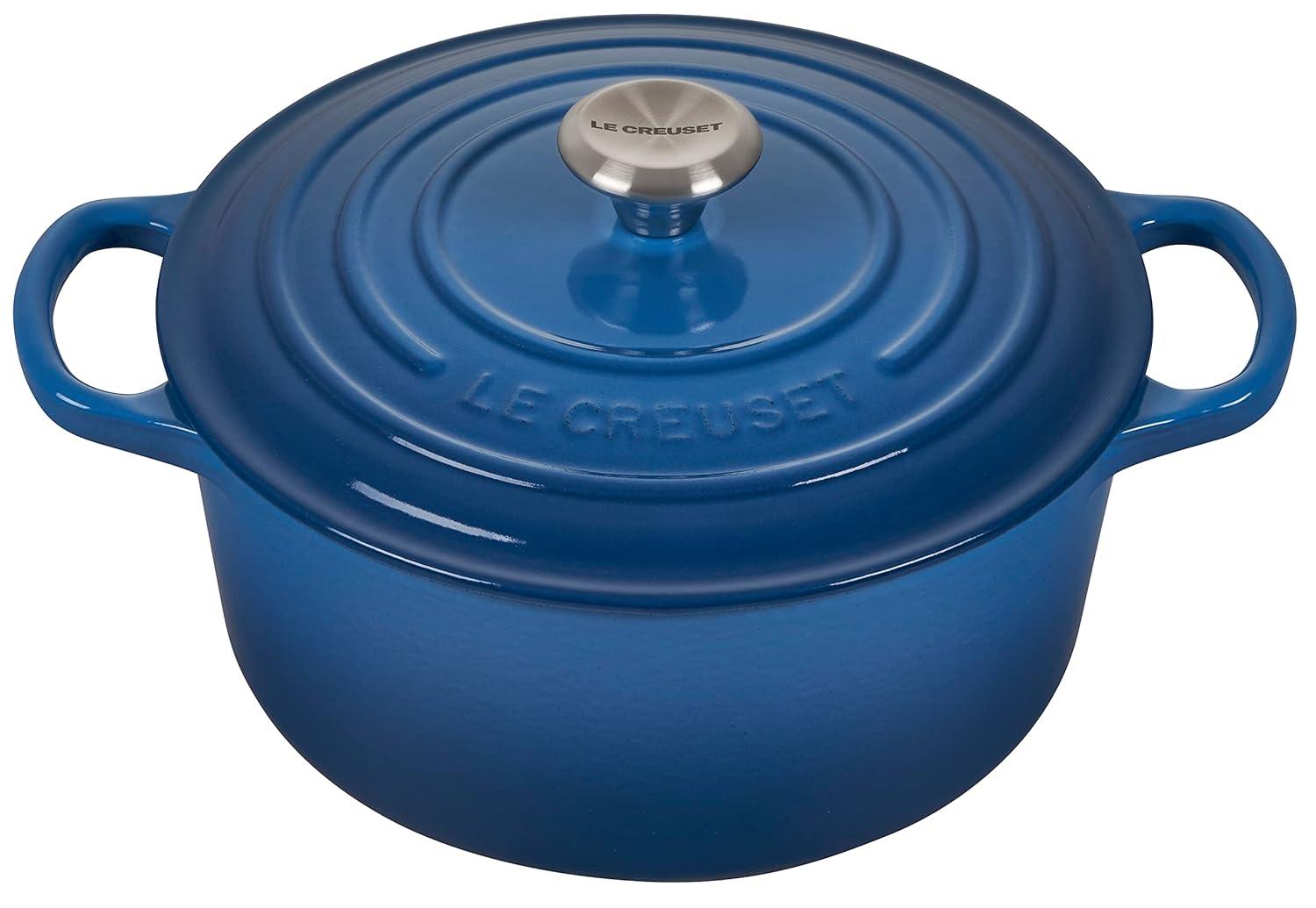 Marseille Blue Enameled Cast Iron Round Dutch Oven, 3.5 qt
