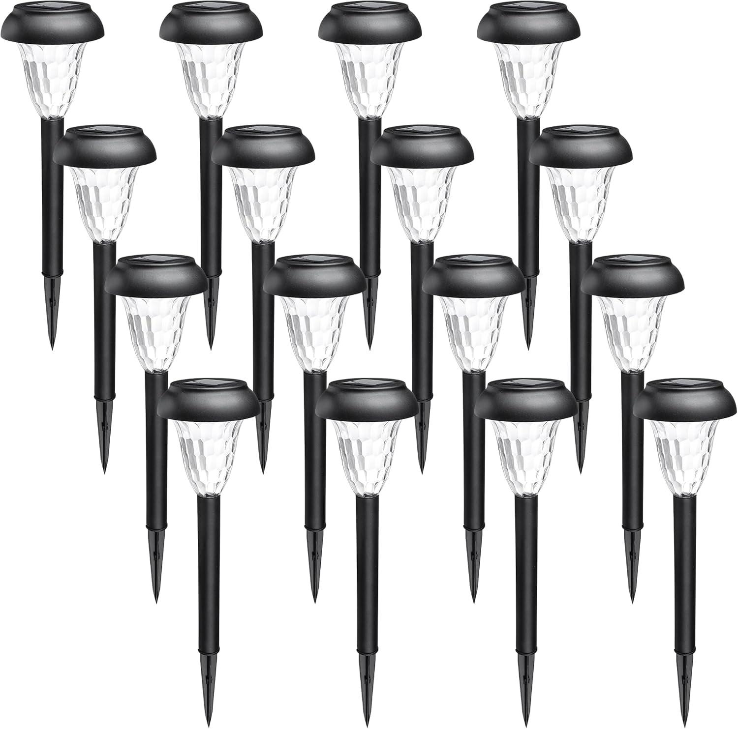 GIGALUMI 16 Pack Solar Pathway Lights Outdoor, LED Light Landscape Lights (Stainless Steel)