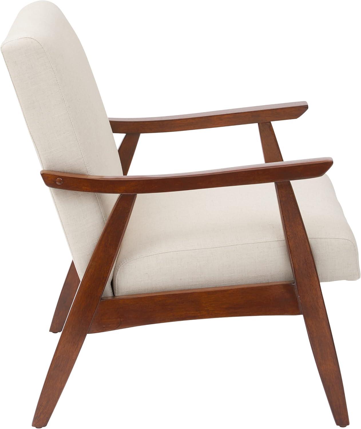 Davis Chair in Linen Beige fabric with Medium Espresso frame