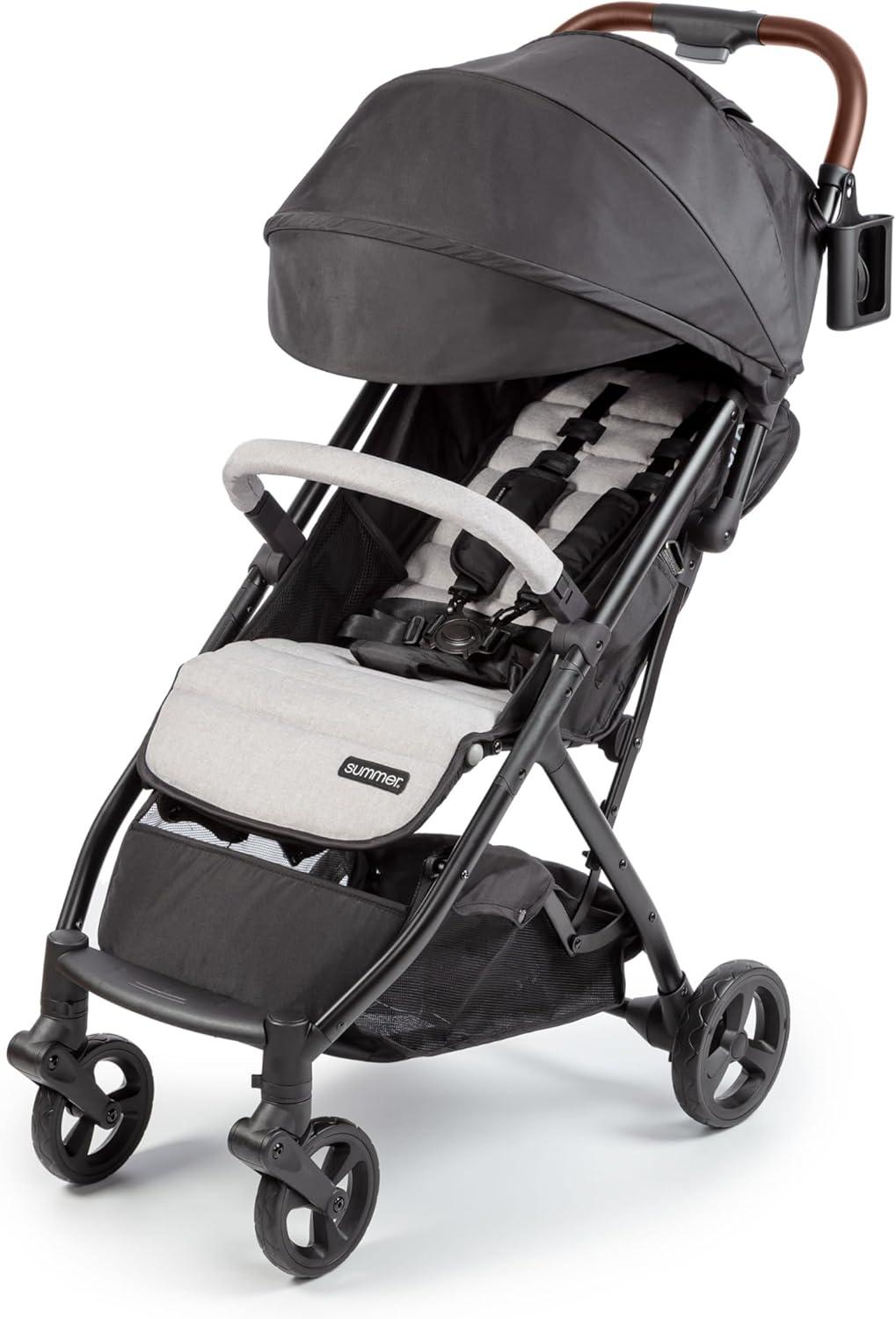 Black and Gray Compact Fold Umbrella Stroller with Canopy