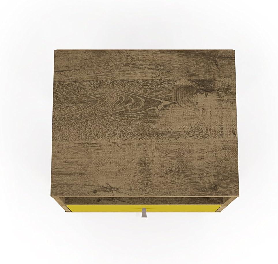 Liberty 1.0 Mid Century Modern Nightstand Rustic Brown/Yellow - Manhattan Comfort