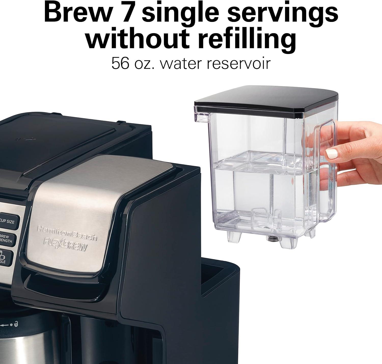 Hamilton Beach® FlexBrew® Trio 2-Way Coffee Maker, Single Serve & Full 12-Cup Pot, Compatible with K-Cup Pods or Grounds