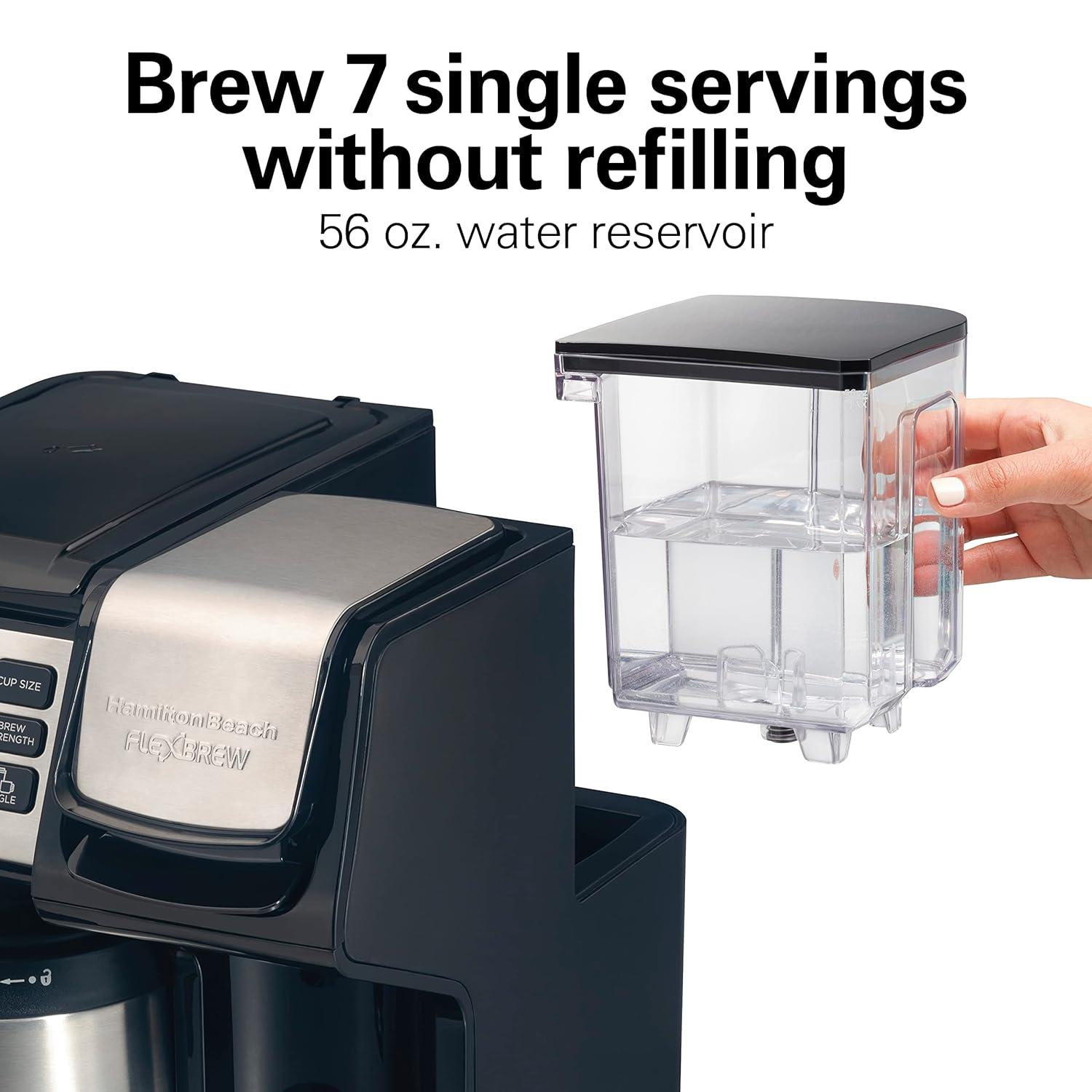 Hamilton Beach® FlexBrew® Trio 2-Way Coffee Maker, Single Serve & Full 12-Cup Pot, Compatible with K-Cup Pods or Grounds