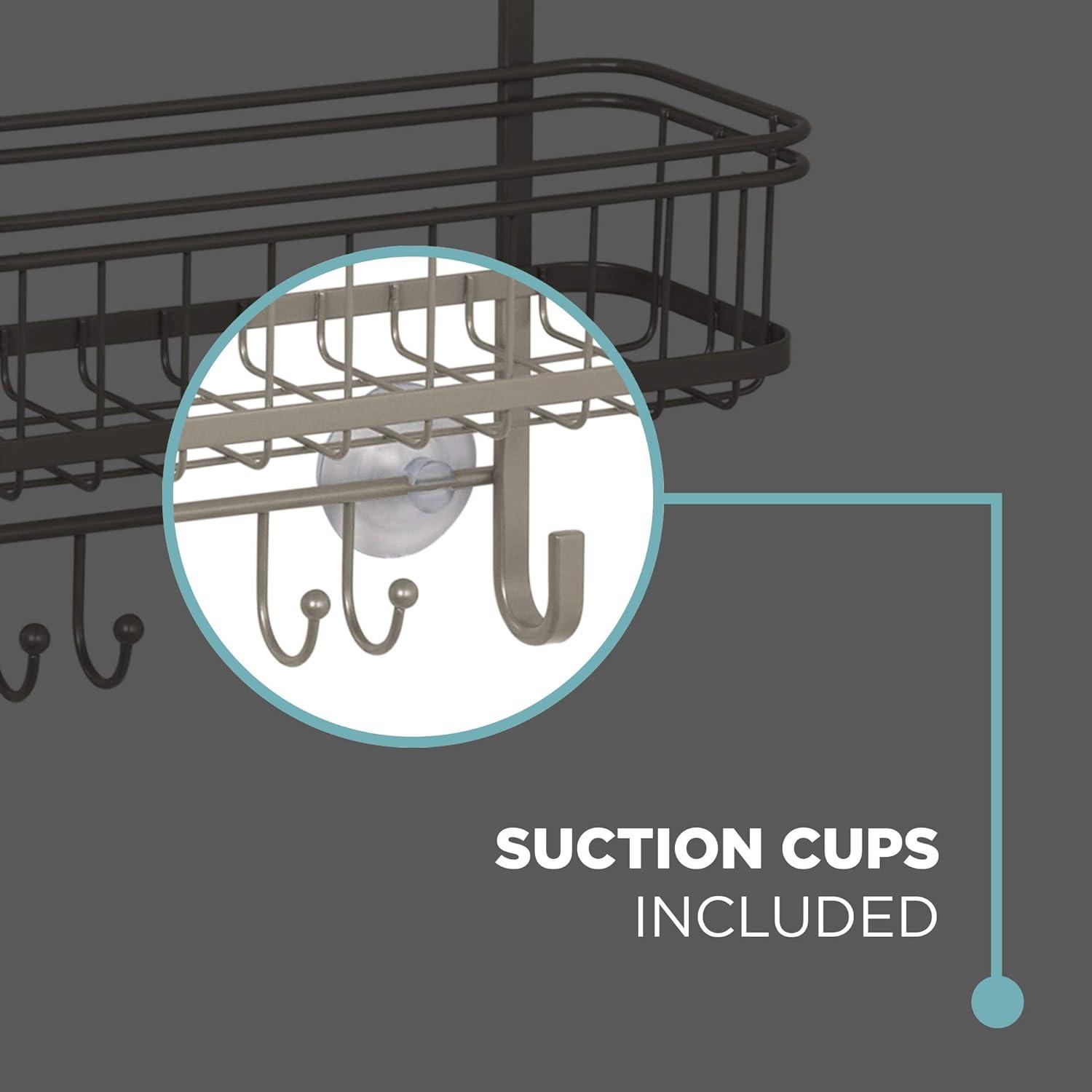 Satin Nickel Rust-Resistant Hanging Shower Caddy with Suction Cups