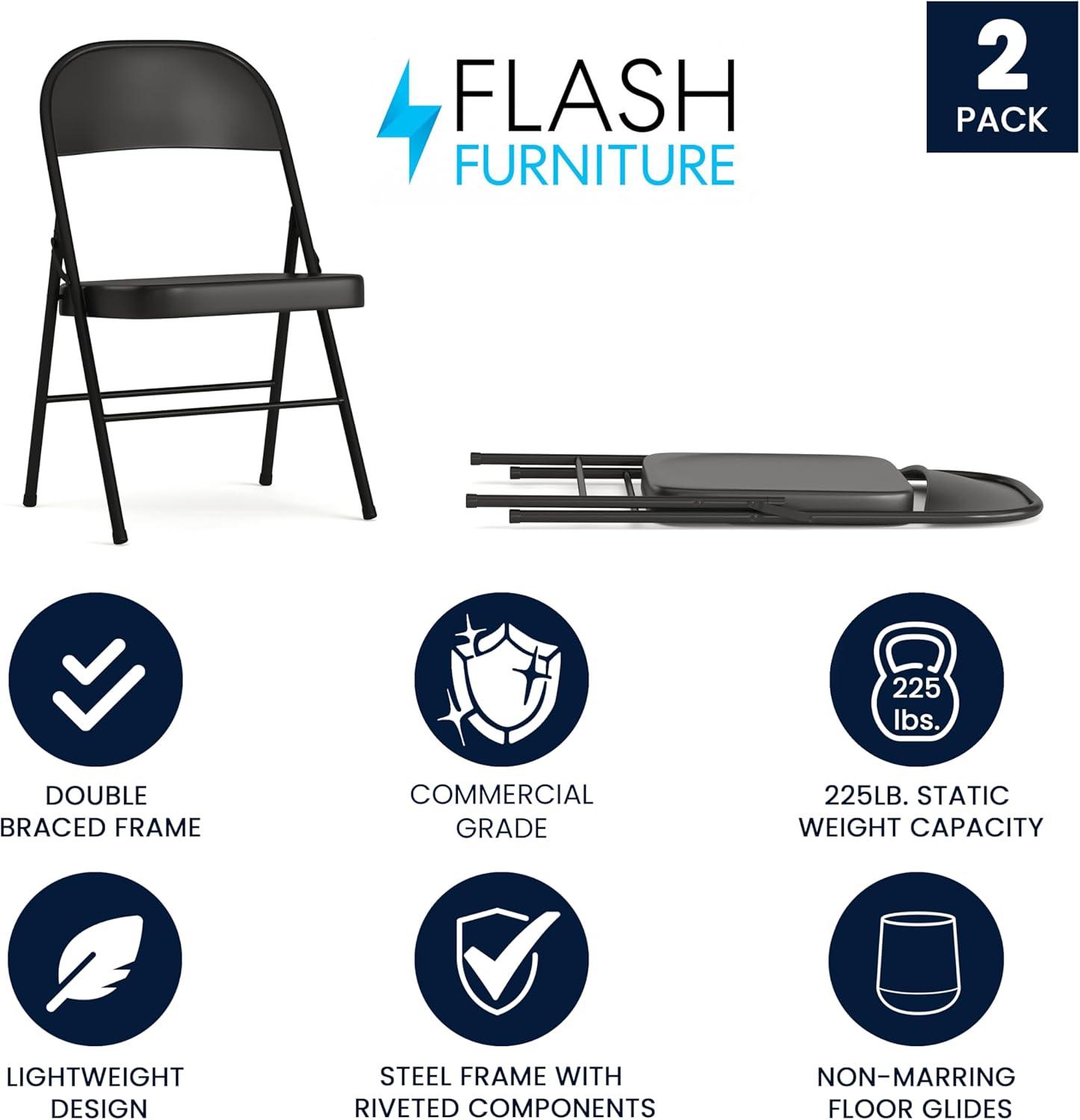 Flash Furniture 2 Pack HERCULES Series Double Braced Metal Folding Chair