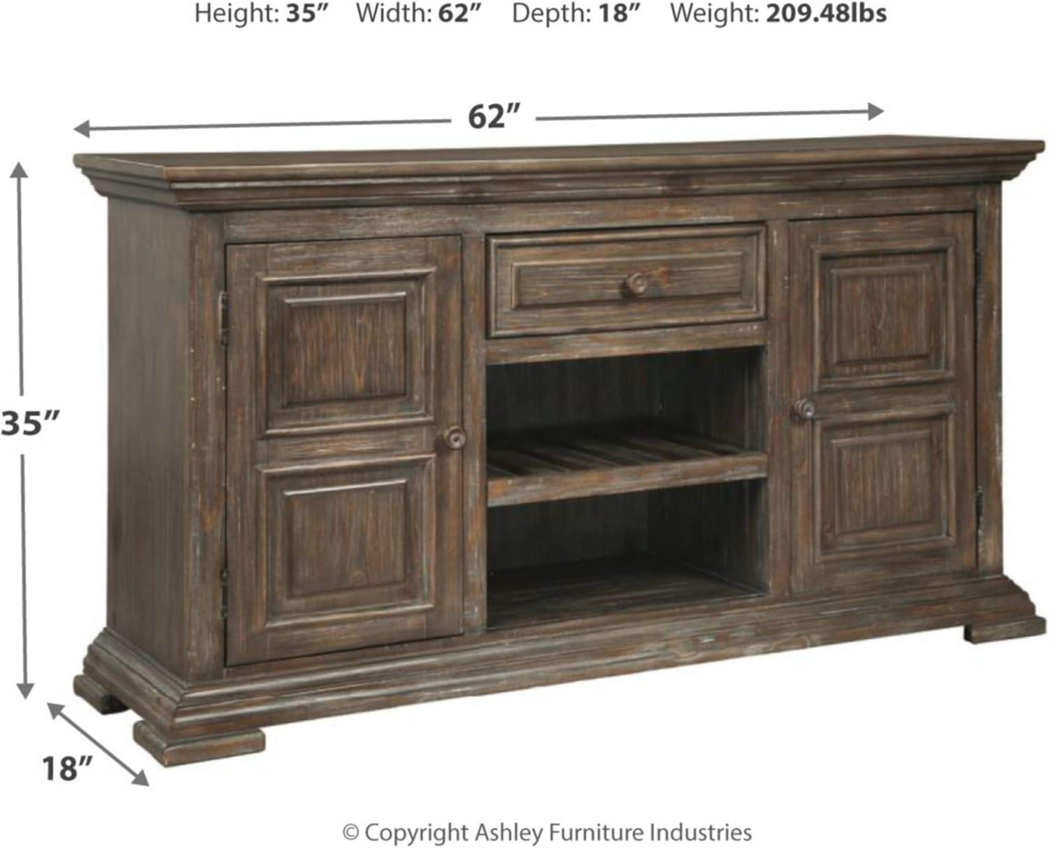 Ashley Furniture Wyndahl 2 Door Wine Rack Server in Rustic Brown