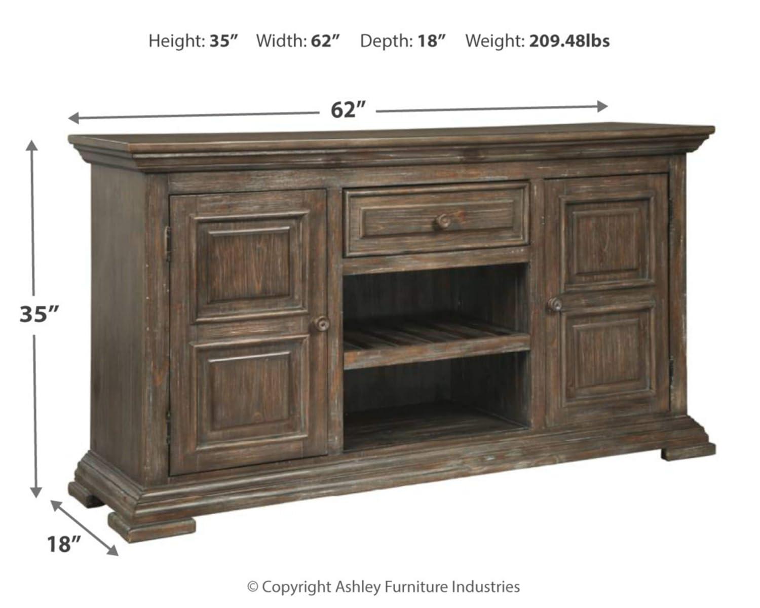 Ashley Furniture Wyndahl 2 Door Wine Rack Server in Rustic Brown