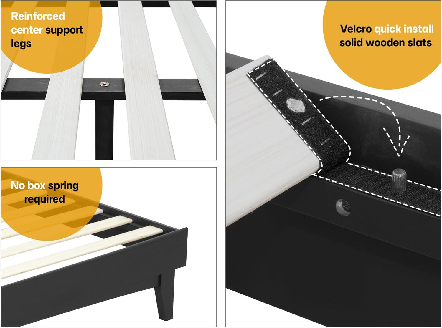 Acacia Aurora Premium Solid Wood Platform Bed Frame and High Headboard, King Bed Frame with Headboard Included, Mid Century Modern Bed with 5 years Warranty