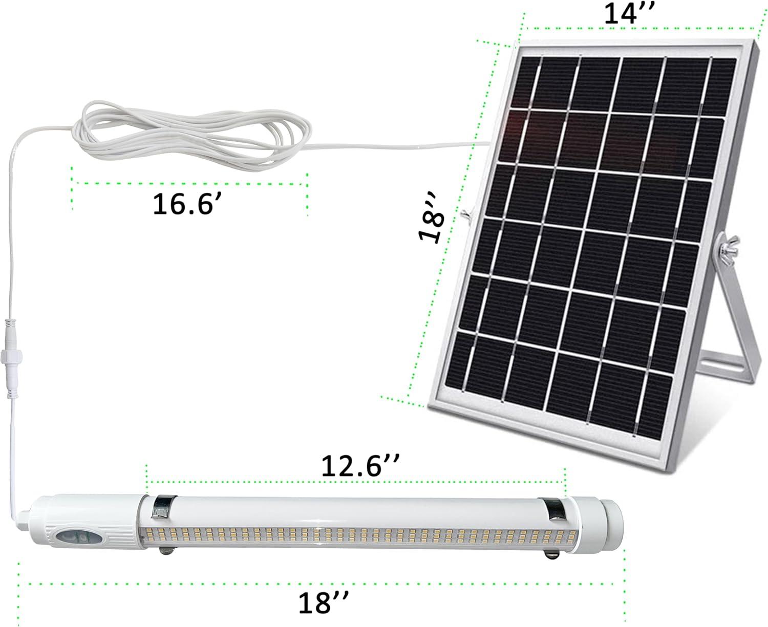 Bright Solar Powered Grow Light with Batteries Full Spectrum Growing LED Lamp for Outdoor Indoor Greenhouse All Stage Plants Waterproof Hanging Sunlike Growth Lights, Auto On Off, (Upgraded)