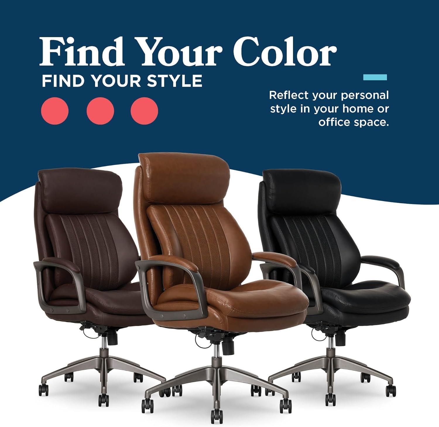 La-Z-Boy La-Z-Boy® Nova Executive Office Chair, Patented AIR Ergonomic Support Technology®, High-Back Premium Comfort & Support, Vegan PU Leather