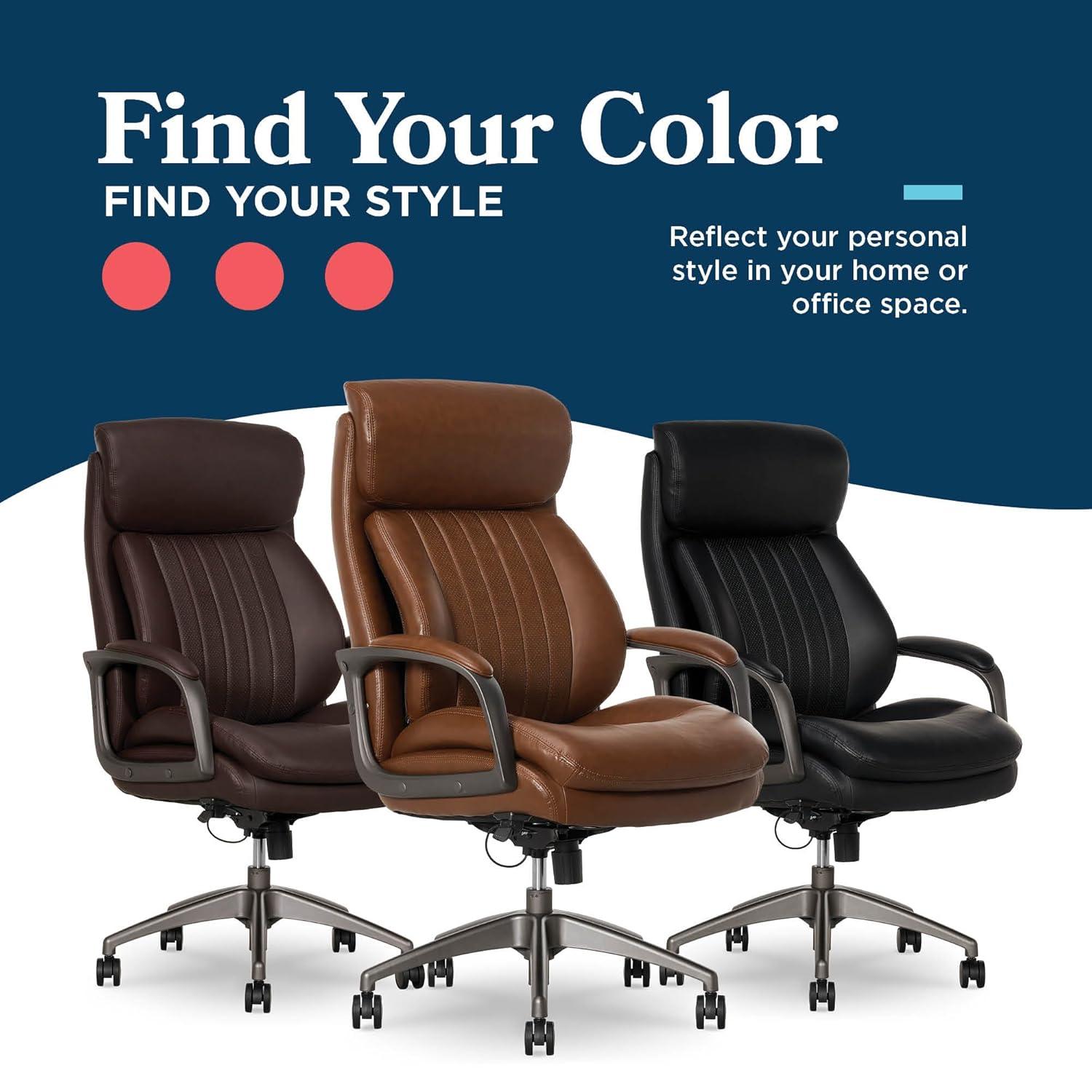 La-Z-Boy La-Z-Boy® Nova Executive Office Chair, Patented AIR Ergonomic Support Technology®, High-Back Premium Comfort & Support, Vegan PU Leather