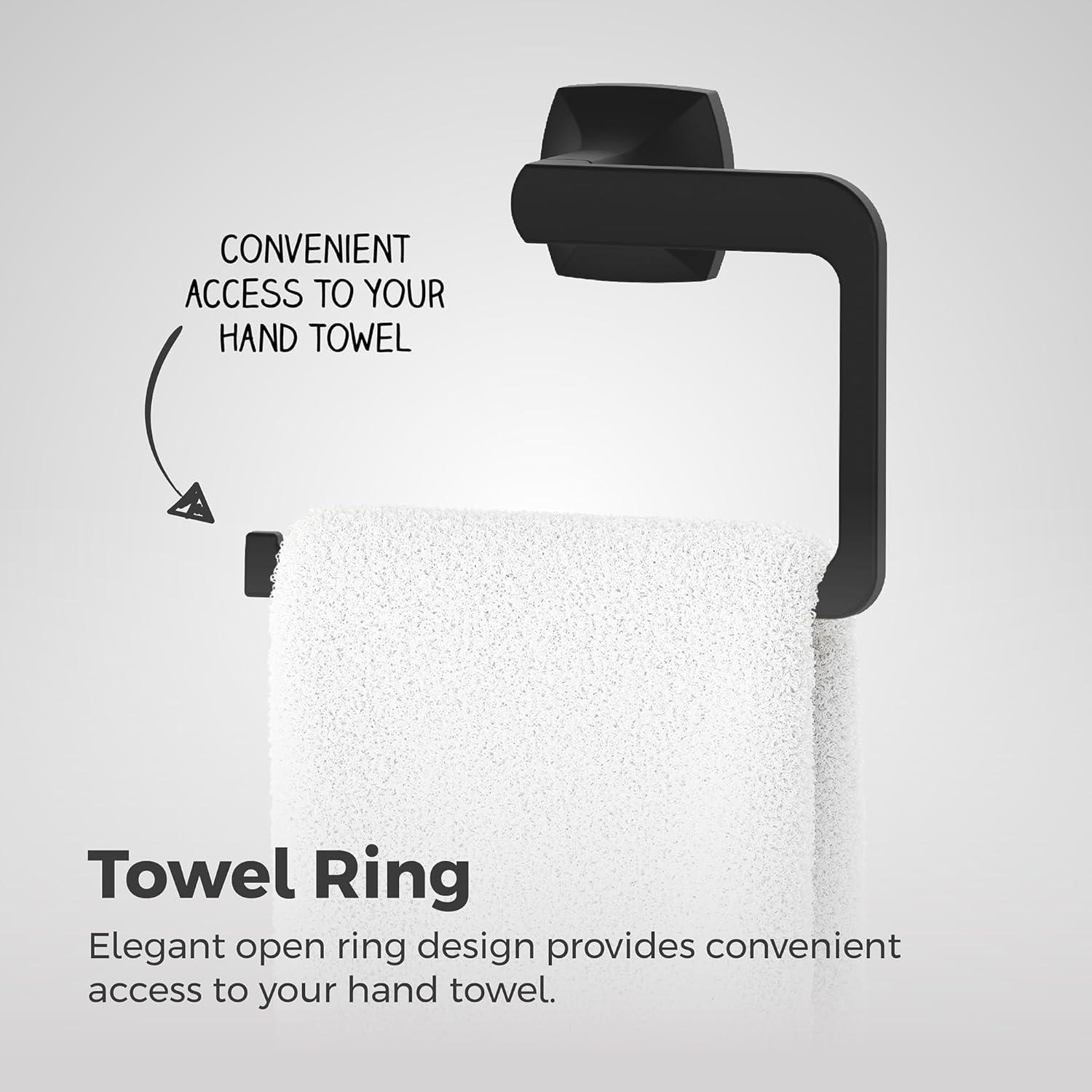Matte Black Wall-Mounted Metal Towel Ring