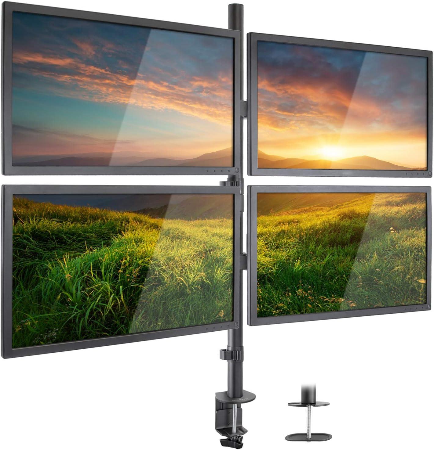 Mount-it Mount-It Quad Monitor Stand | Height Adjustable Standing 4 Screen Mount Fits Monitors Up to 32 in.