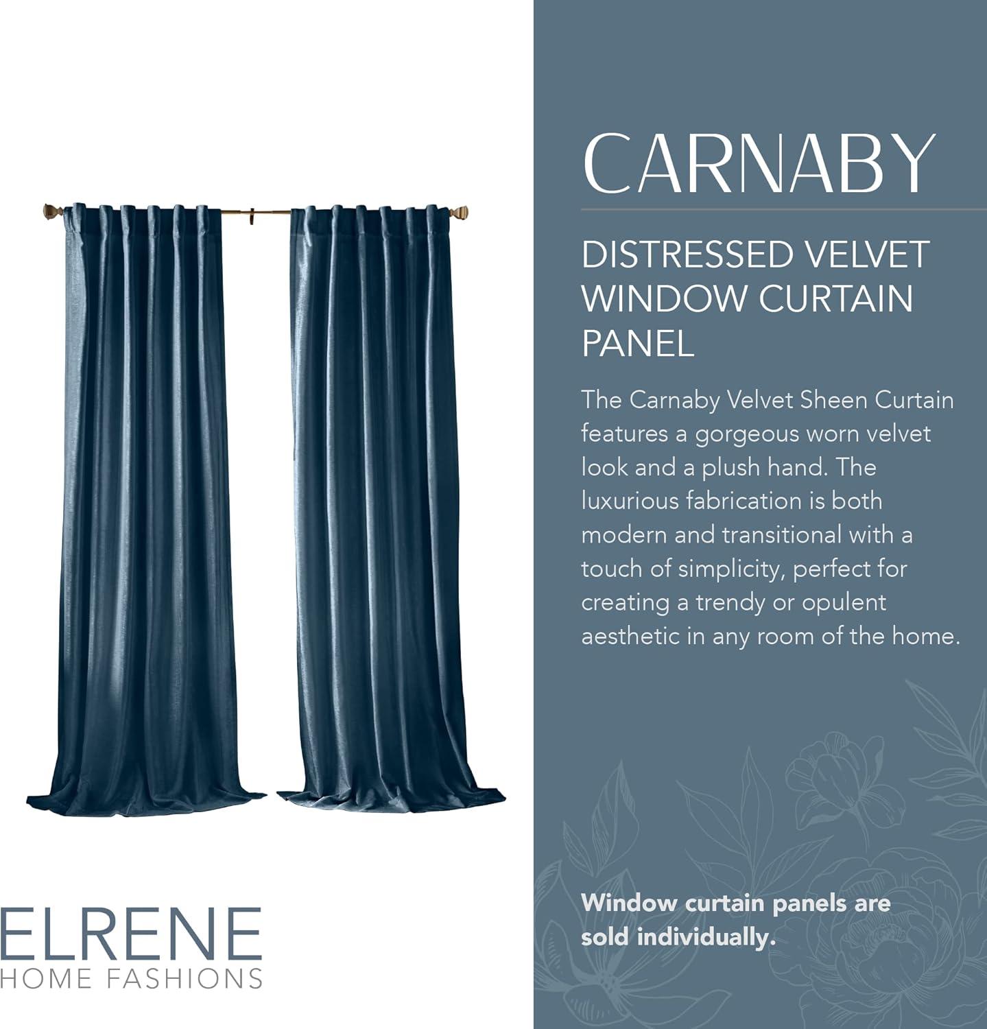 Distressed Denim Velvet 84" Room-Darkening Curtain Panel