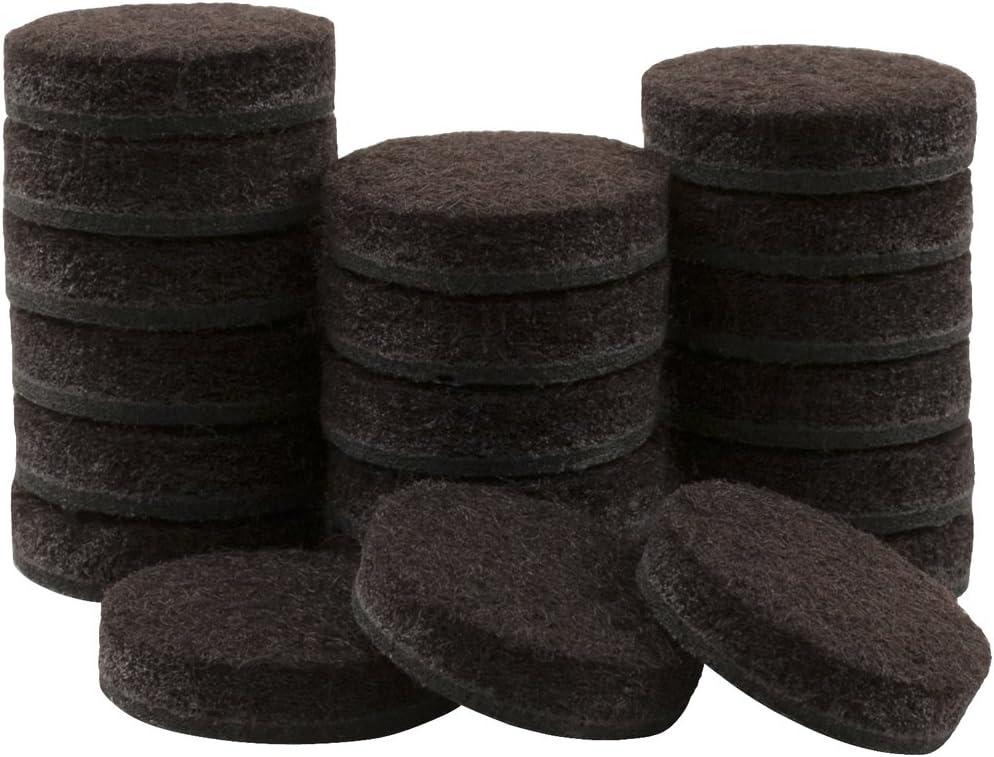 Brown Round Felt Furniture Pads for Hardwood Floors, 3/4 Inch, 20 Count