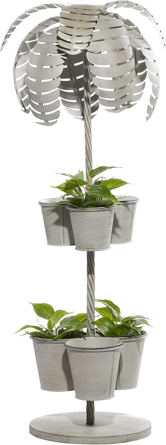 DecMode 17 In. Planter, Metal, Gray