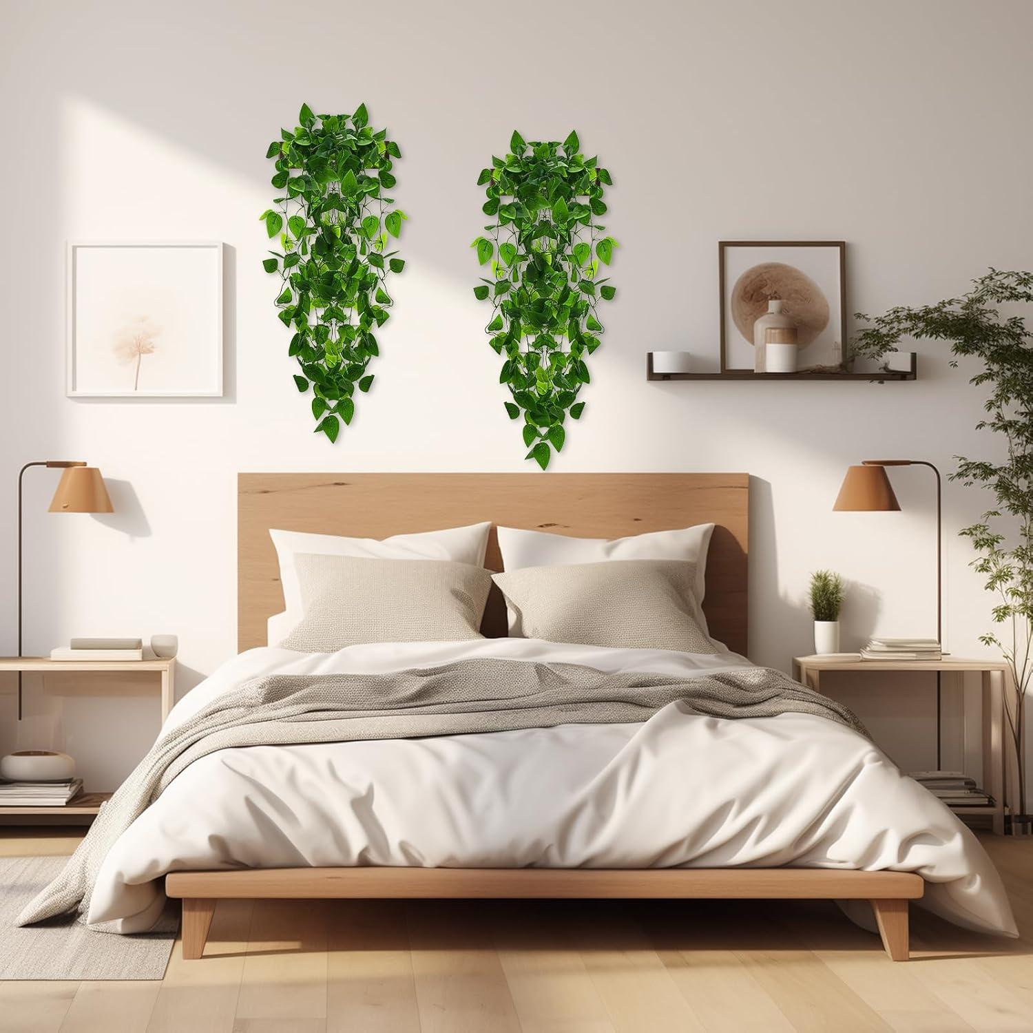 Ophelia & Co. Fake Hanging Plants Vines(2Pcs) Artificial Ivy Greenery Garlands For Home Bedroom Living Aesthetic Indoor,Outdoor Farmhouse Decorations(No Basket)