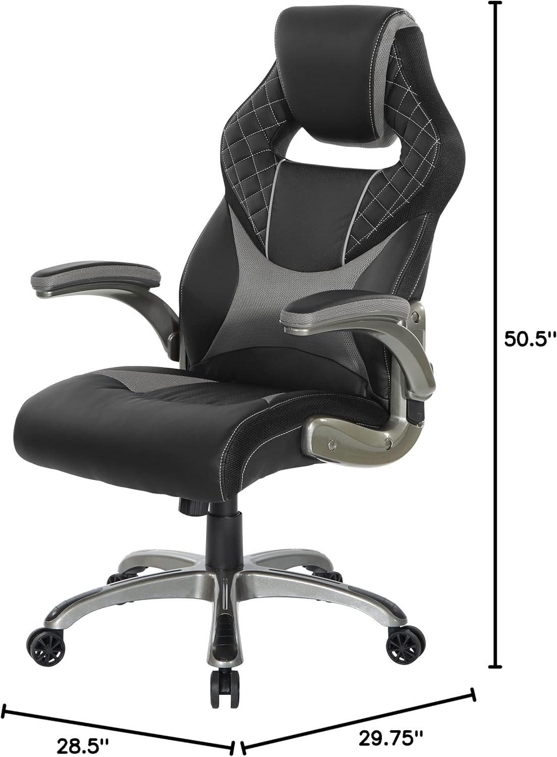 Oversite 32" Black and Grey Faux Leather Gaming Chair