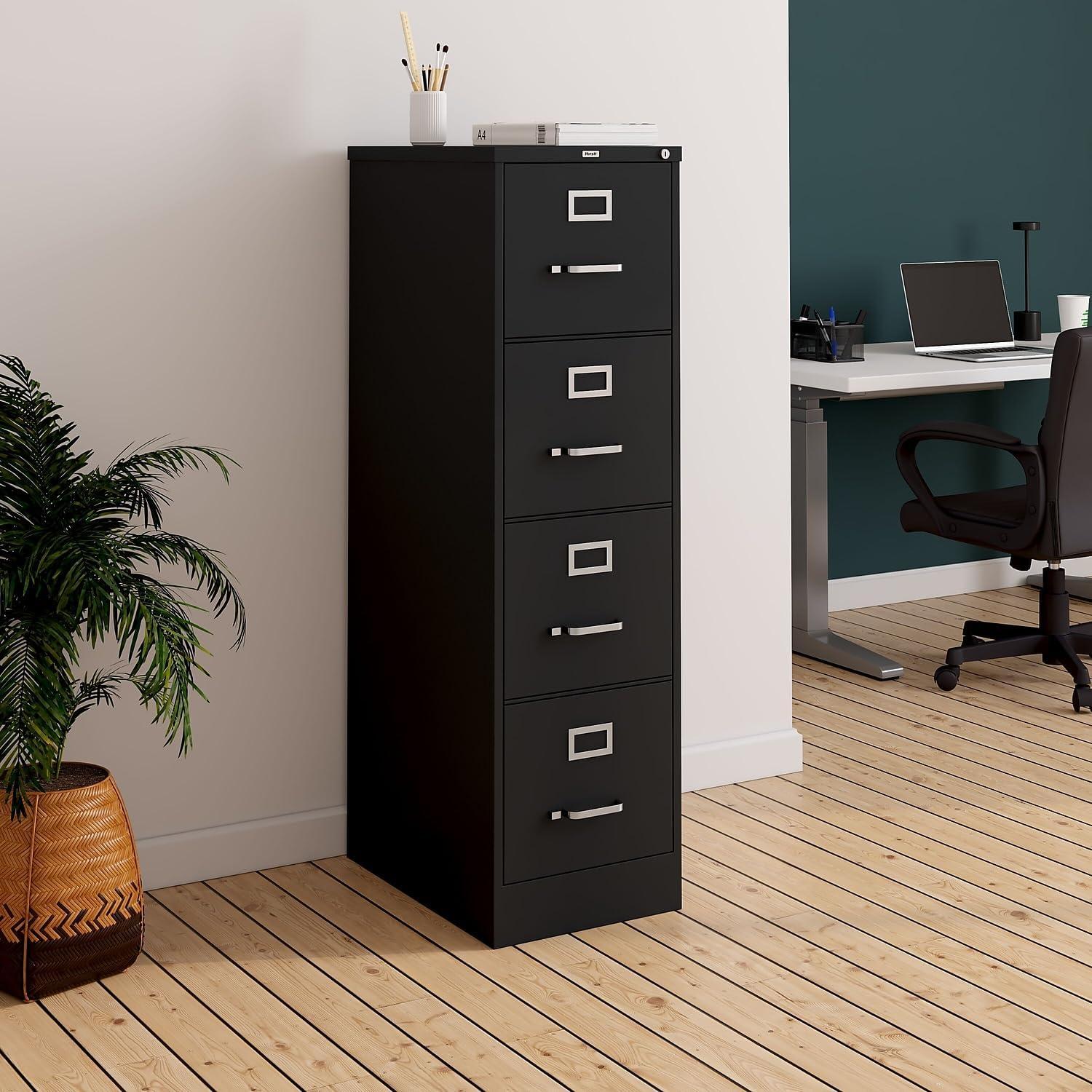Staples Commercial 4-Drawer Vertical File Cabinet Locking Letter Black 22"D (22337D)