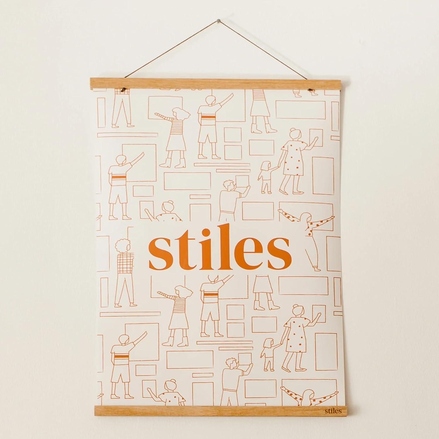Stiles Magnetic Picture Frame, Wooden Poster Hanger with Adjustable String for Artworks and Photos, 12 Inches