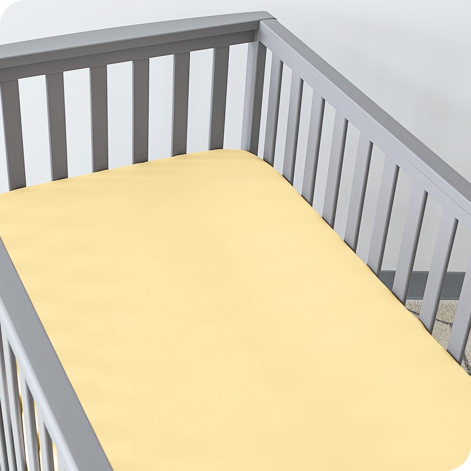 Fitted Crib Microfiber Sheet Morning Sun/White 2pk by Bare Home