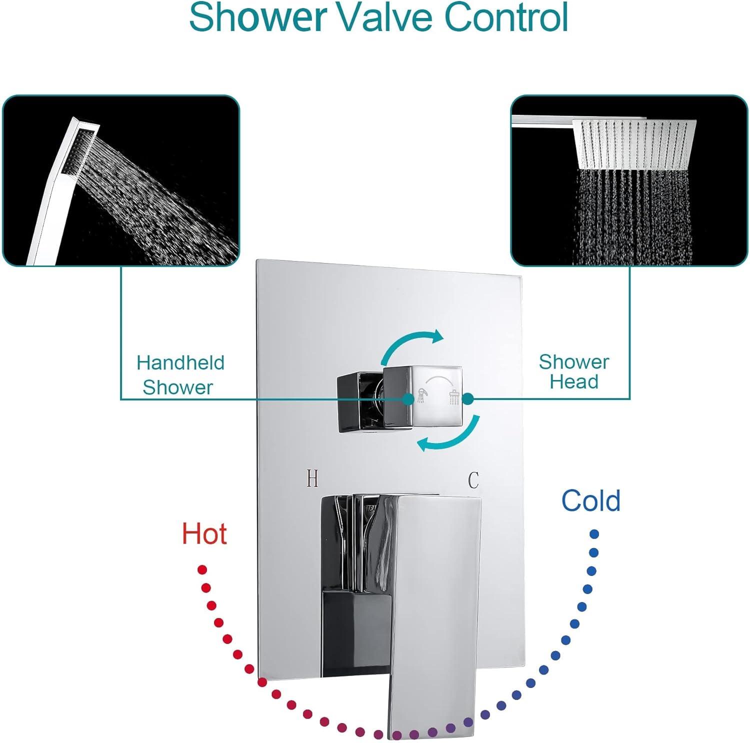 Lordear 10 Inches Luxury Wall Mounted Rainfall Shower Head System