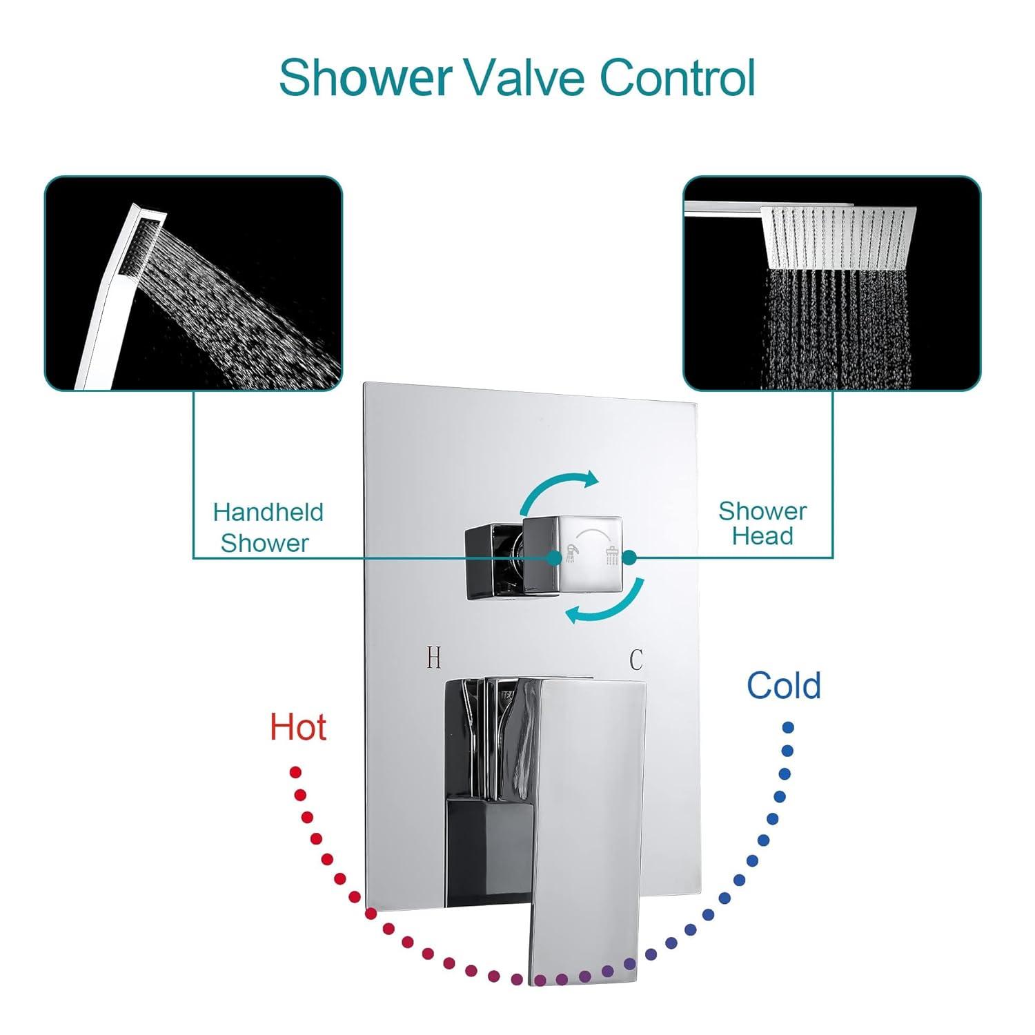 Lordear 10 Inches Luxury Wall Mounted Rainfall Shower Head System