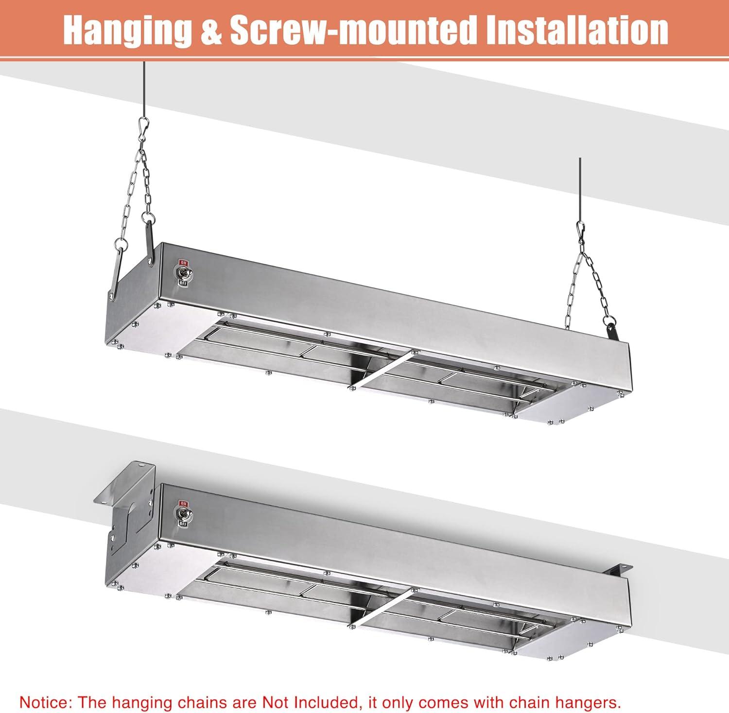 WeChef Commercial Food Warmer 24" 900W Electric Strip Heater Portable Stainless Steel Fry Heating Lamp for Fry Dishes