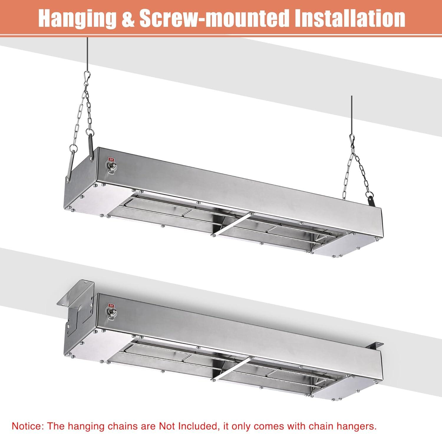 WeChef Commercial Food Warmer 24" 900W Electric Strip Heater Portable Stainless Steel Fry Heating Lamp for Fry Dishes